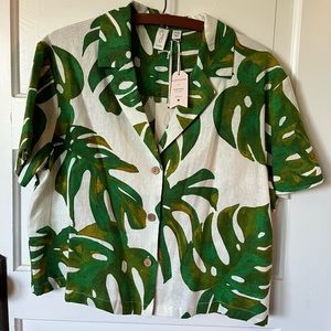 Linen Blend Boxy Tee Women’s Medium - NWT